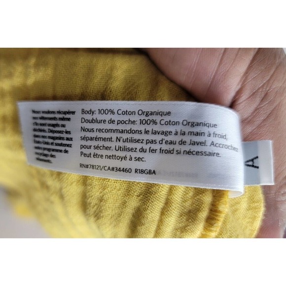 Eileen Fisher Organic Cotton Guazy Crinkle Shift Dress Mustard Yellow - Picture 6 of 6